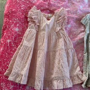 H&M girls pink lace ruffle dress